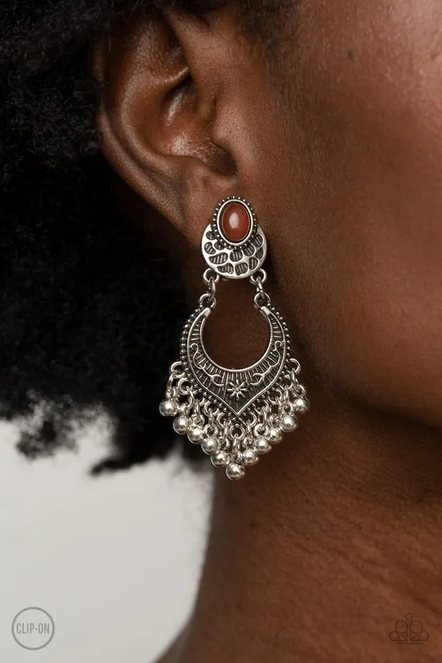 Paparazzi Earring Summery Gardens Brown Paparazzi Jewelry Earrings