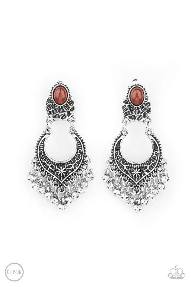 Paparazzi Earring Summery Gardens Brown Paparazzi Jewelry Earrings
