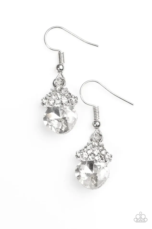 Paparazzi Earring The Show Must GLOW On White Paparazzi Jewelry Earrings