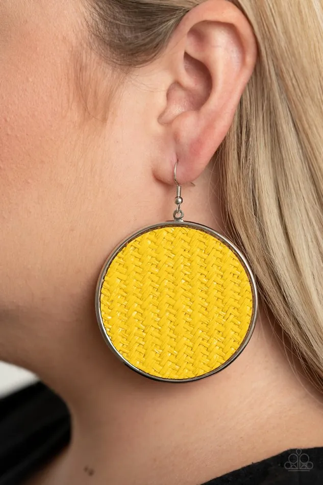 Paparazzi Earring Wonderfully Woven Yellow Paparazzi Jewelry Earrings