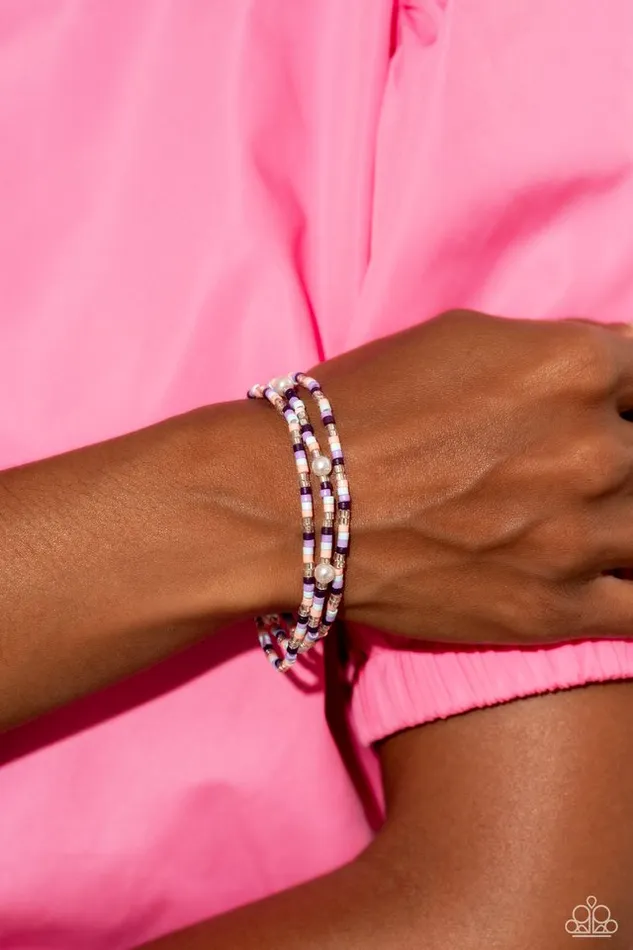 Paparazzi Jewelry Bracelets Paparazzi Bracelet Colorblock Cache Purple