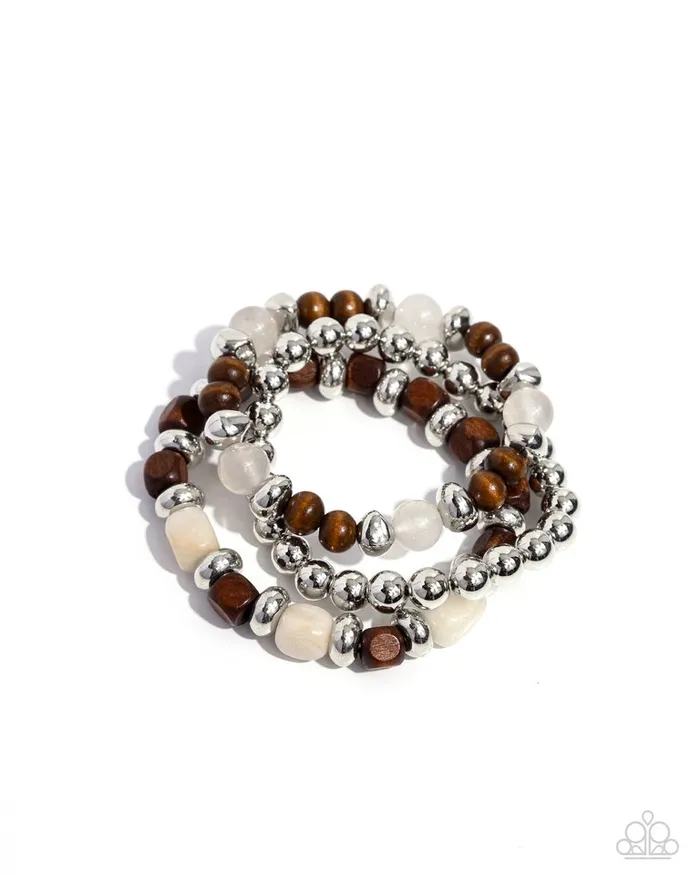 Paparazzi Jewelry Bracelets Paparazzi Bracelet DIVERSIFIED Wood Silver Paparazzi Jewelry Bracelets Paparazzi Bracelet DIVERSIFIED Wood Silver