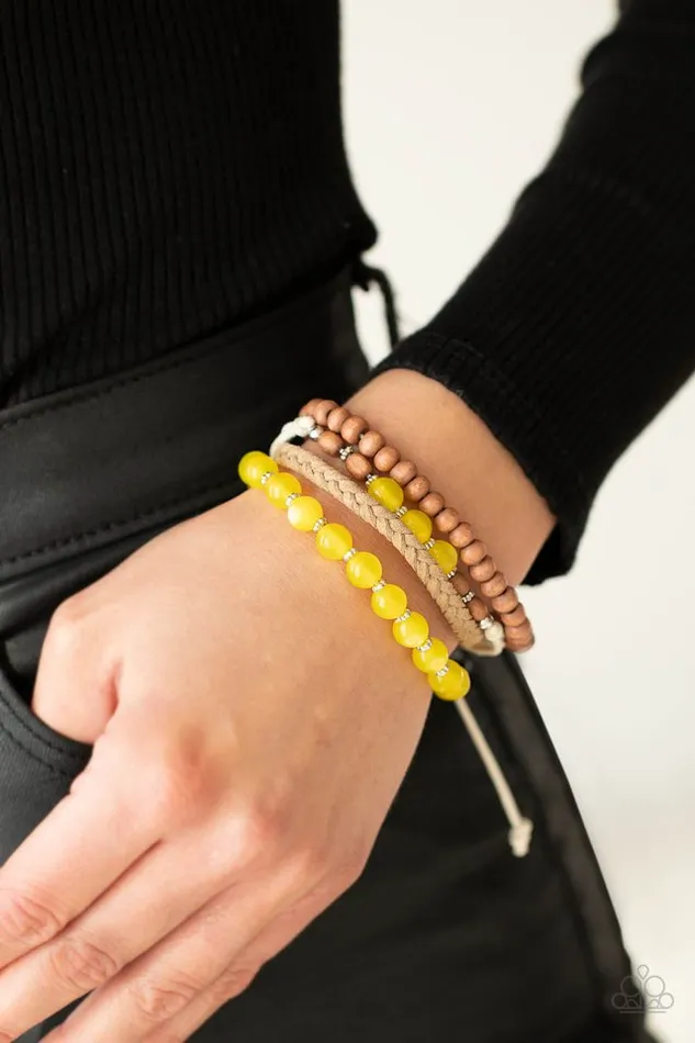 Paparazzi Jewelry Bracelets Paparazzi Bracelet Down HOMESPUN Yellow