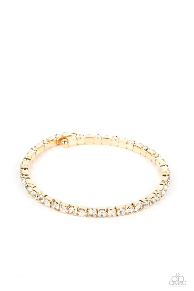 Paparazzi Jewelry Bracelets Paparazzi Bracelet Rhinestone Spell Gold