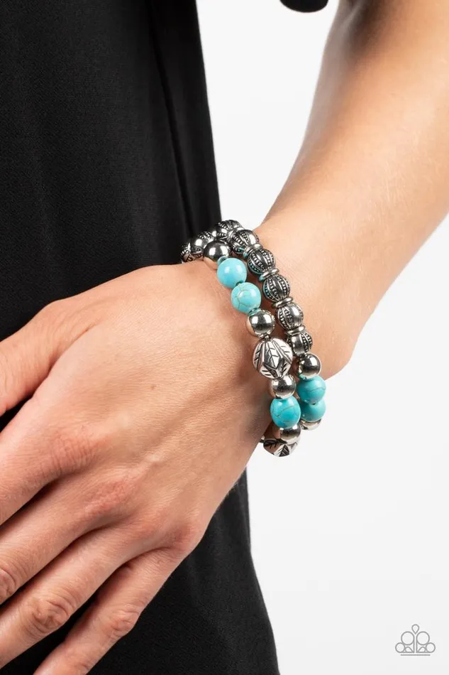 Paparazzi Jewelry Bracelets Paparazzi Bracelet Sagebrush Saga Blue