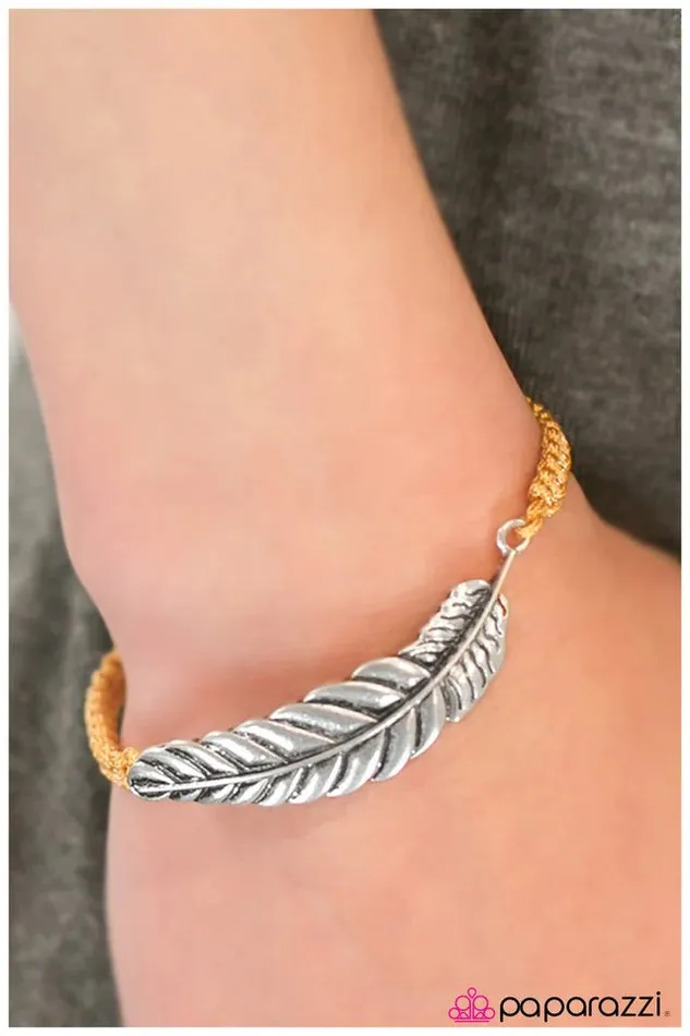 Paparazzi Jewelry Bracelets Paparazzi Bracelet Under the FEATHER Yellow