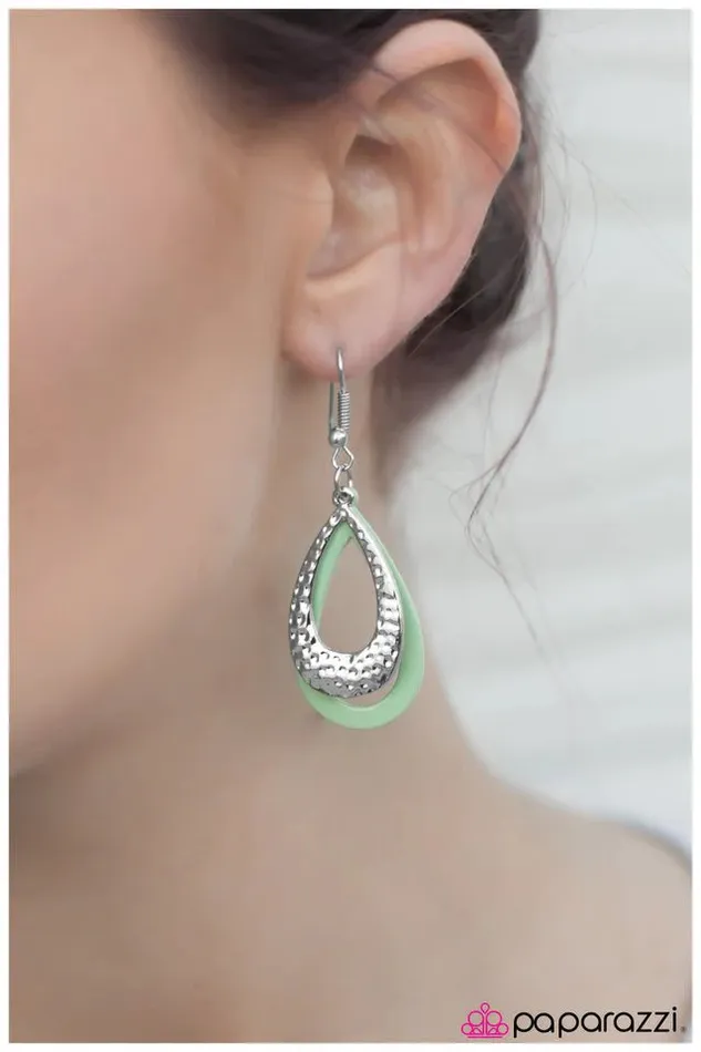 Paparazzi Jewelry Earrings Paparazzi Earring As The TEARS Go By Green