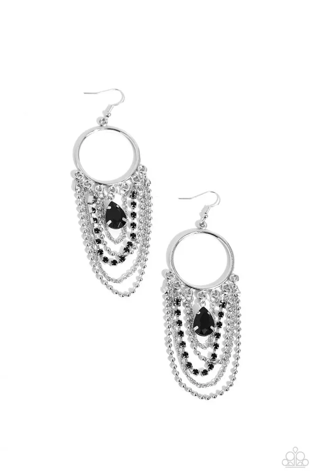 Paparazzi Jewelry Earrings Paparazzi Earring Cascading Clash Black Paparazzi Jewelry Earrings Paparazzi Earring Cascading Clash Black
