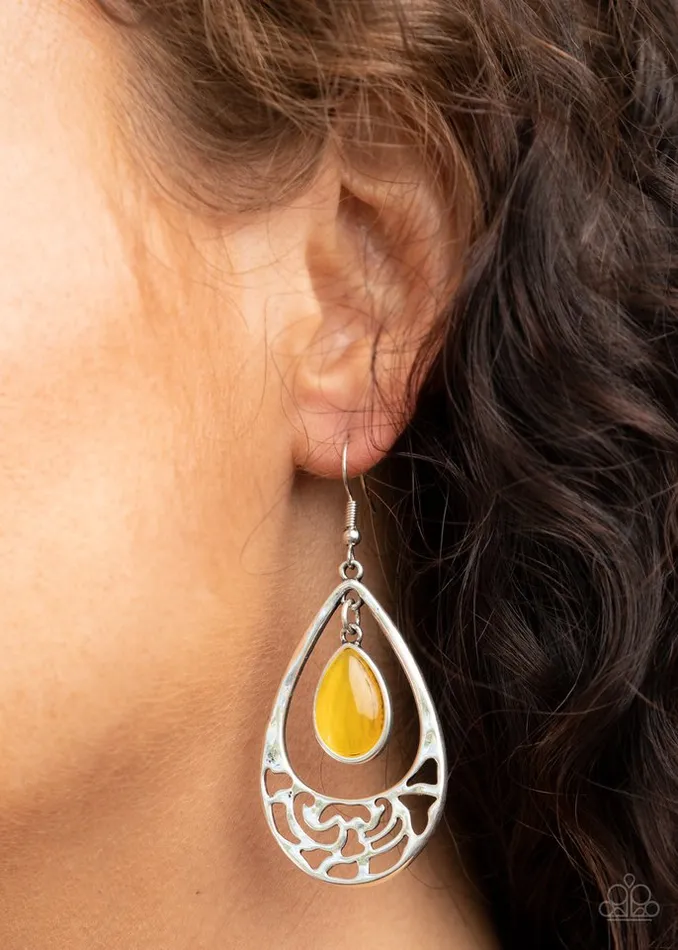 Paparazzi Jewelry Earrings Paparazzi Earring DEW You Feel Me Yellow