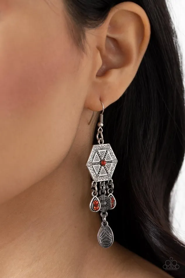 Paparazzi Jewelry Earrings Paparazzi Earring Dreamcatcher Delight Orange
