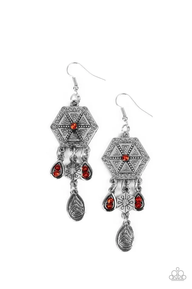 Paparazzi Jewelry Earrings Paparazzi Earring Dreamcatcher Delight Orange
