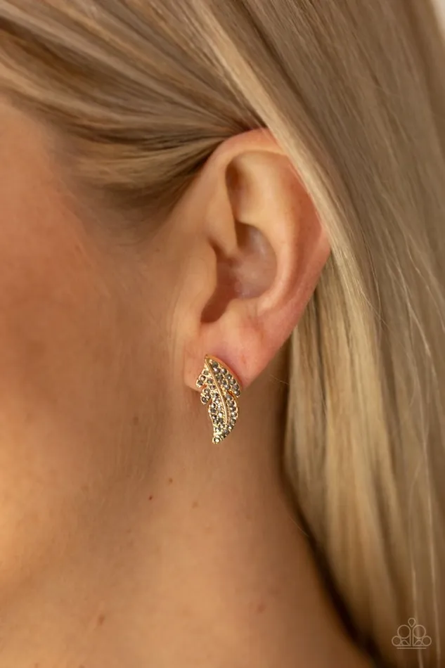 Paparazzi Jewelry Earrings Paparazzi Earring Feathered Fortune Gold