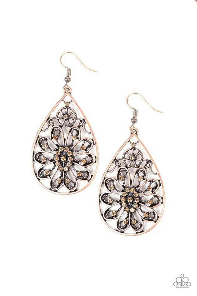 Paparazzi Jewelry Earrings Paparazzi Earring Flowering Finery Copper