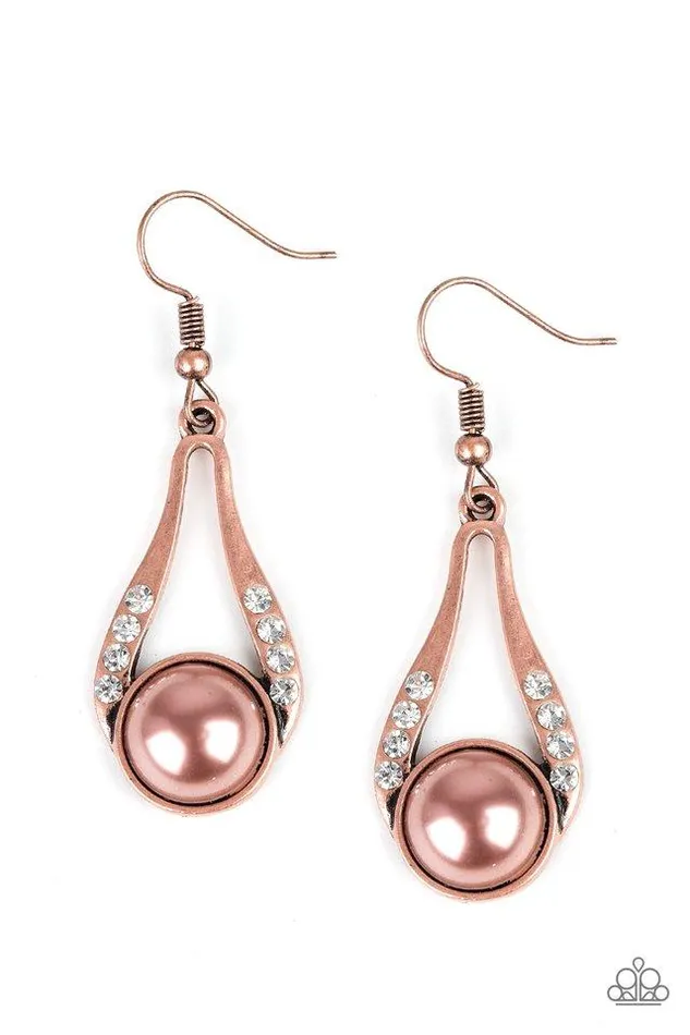 Paparazzi Jewelry Earrings Paparazzi Earring HEADLINER Over Heels Copper