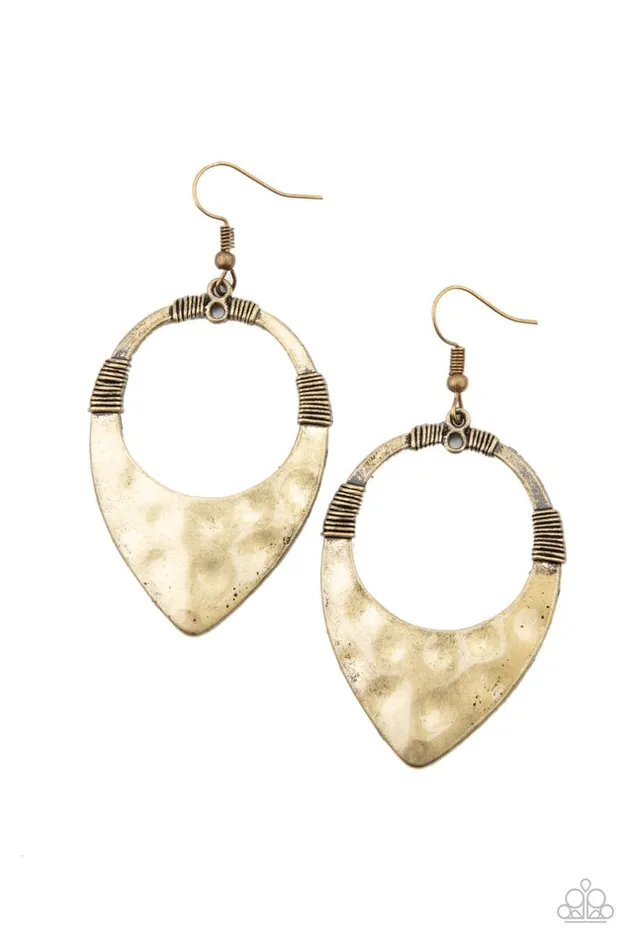 Paparazzi Jewelry Earrings Paparazzi Earring Instinctively Industrial Brass