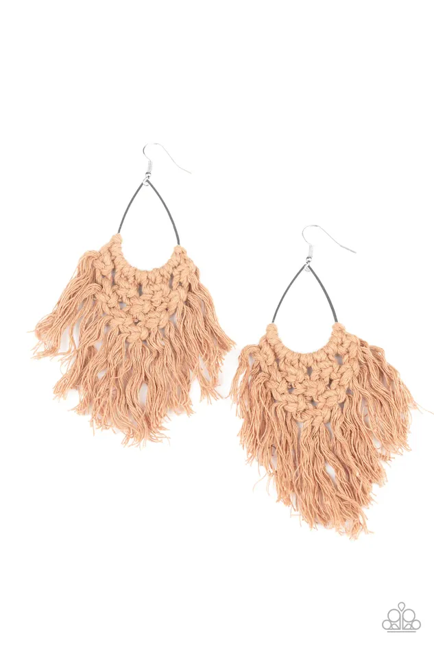 Paparazzi Jewelry Earrings Paparazzi Earring Oh MACRAME Oh My Brown