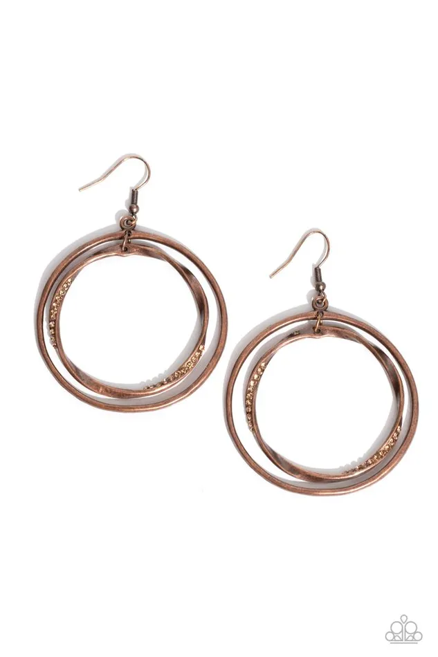Paparazzi Jewelry Earrings Paparazzi Earring Rebel Rotation Copper Paparazzi Jewelry Earrings Paparazzi Earring Rebel Rotation Copper
