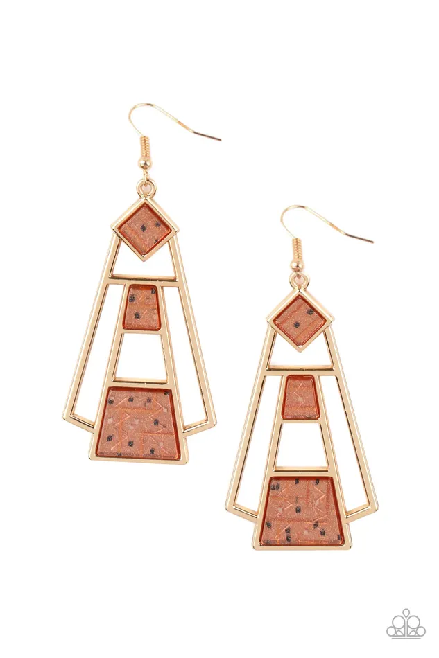 Paparazzi Jewelry Earrings Paparazzi Earring Retro Minimalist Brown