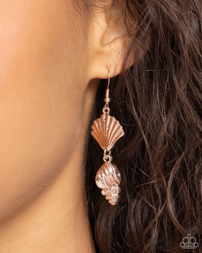 Paparazzi Jewelry Earrings Paparazzi Earring SHELL I Was In the Area Rose Gold