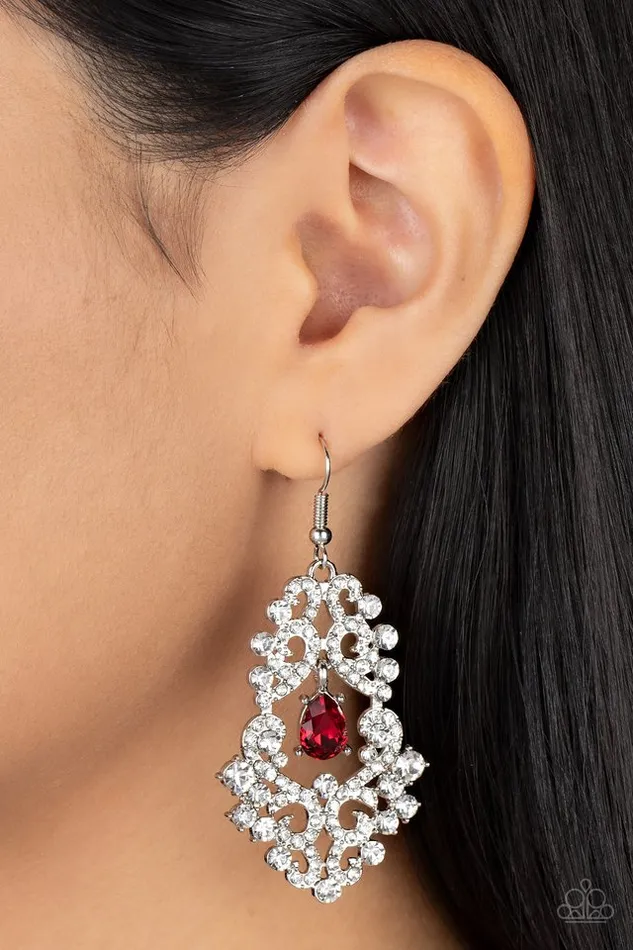 Paparazzi Jewelry Earrings Paparazzi Earring Sociable Sparkle Red