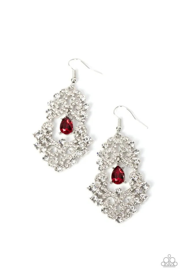 Paparazzi Jewelry Earrings Paparazzi Earring Sociable Sparkle Red