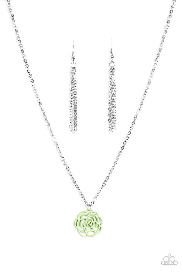 Paparazzi Jewelry Necklaces Paparazzi Necklace Blossom Bliss Green