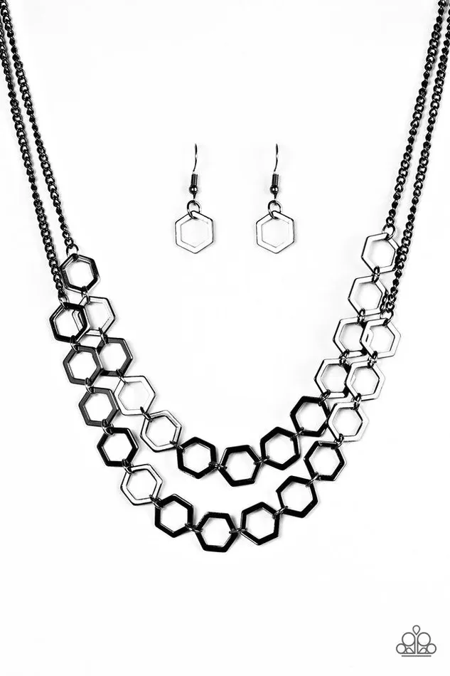 Paparazzi Jewelry Necklaces Paparazzi Necklace HEX In Line Black
