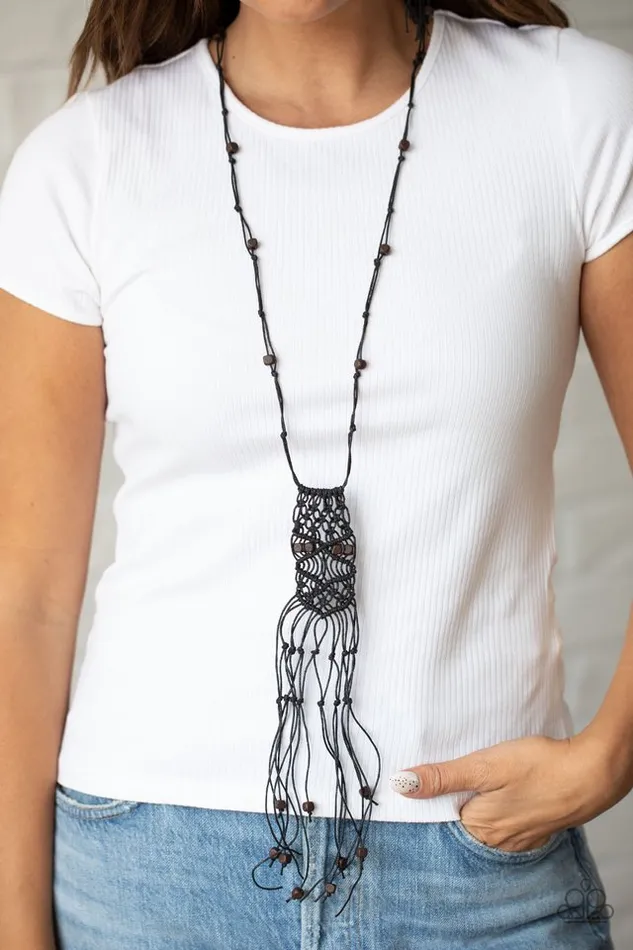 Paparazzi Jewelry Necklaces Paparazzi Necklace Macrame Majesty Black