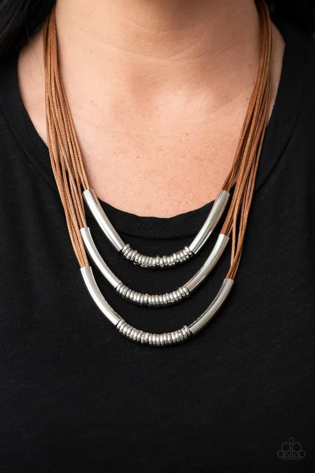 Paparazzi Jewelry Necklaces Paparazzi Necklace Mechanical Mania Brown