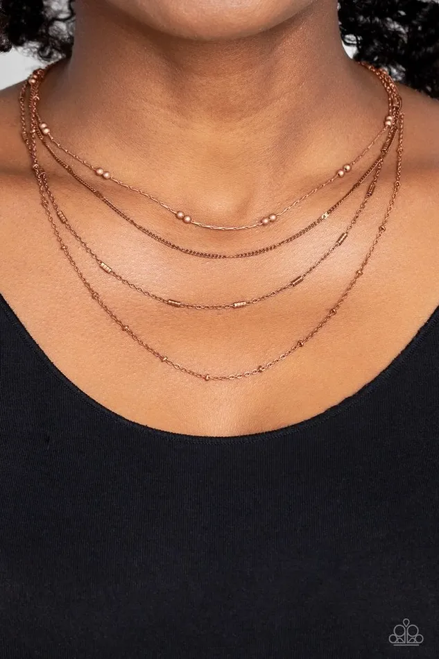Paparazzi Jewelry Necklaces Paparazzi Necklace Studded Shimmer Copper