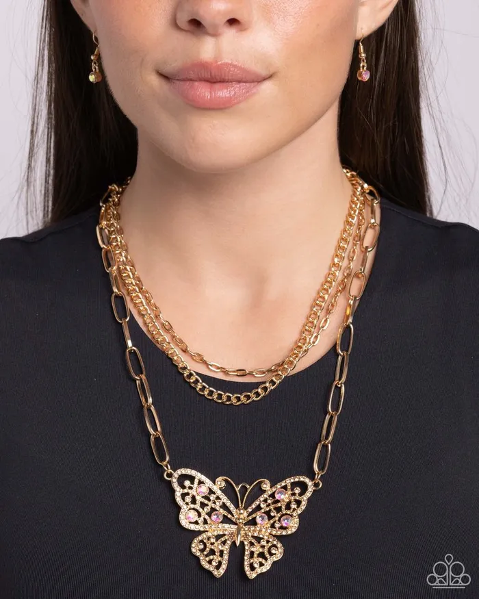 Paparazzi Jewelry Necklaces Paparazzi Necklace Winged Wonder Gold