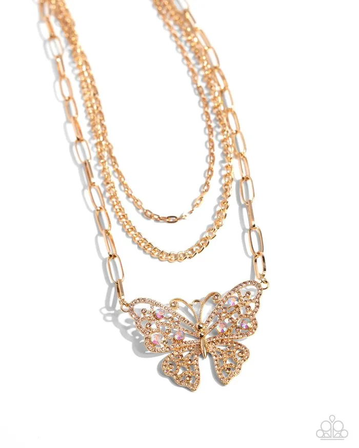 Paparazzi Jewelry Necklaces Paparazzi Necklace Winged Wonder Gold Paparazzi Jewelry Necklaces Paparazzi Necklace Winged Wonder Gold