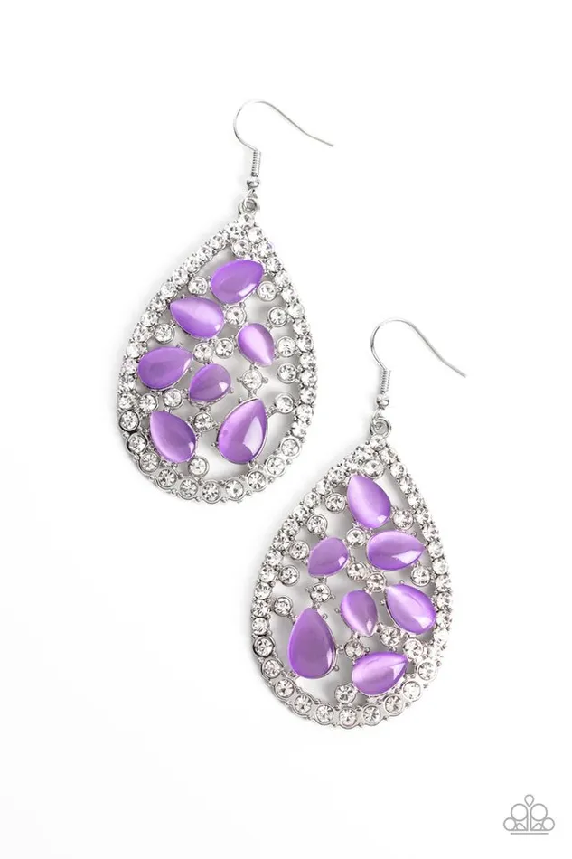 Paparazzi Jewelry Paparazzi Earring Cats Eye Class Purple Earrings