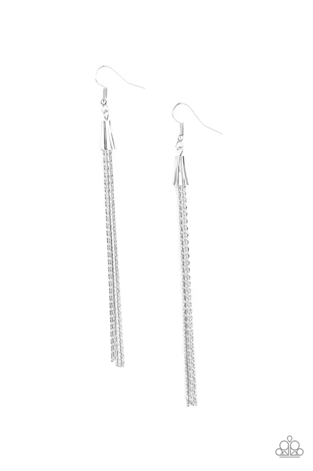 Paparazzi Jewelry Paparazzi Earring Shimmery Streamers Silver Earrings Paparazzi Jewelry Paparazzi Earring Shimmery Streamers Silver Earrings