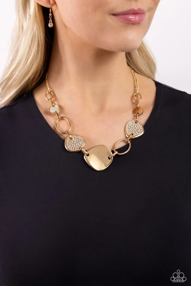 Paparazzi Necklace Asymmetrical Attention Gold Paparazzi Jewelry Necklaces