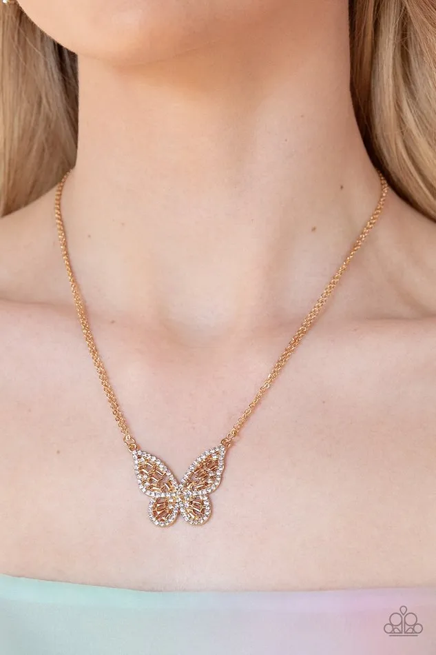 Paparazzi Necklace Baroque Butterfly Gold Paparazzi Jewelry Necklaces
