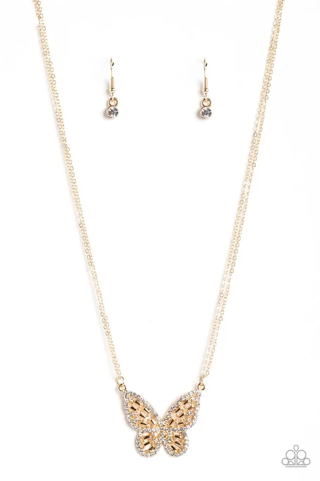 Paparazzi Necklace Baroque Butterfly Gold Paparazzi Jewelry Necklaces