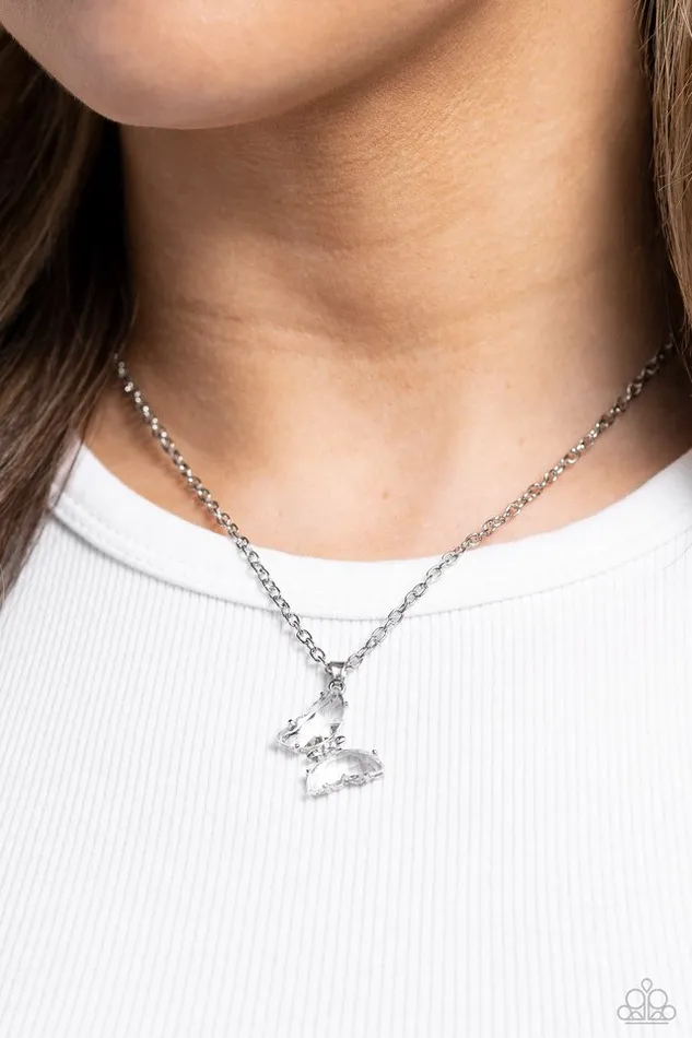 Paparazzi Necklace Butterfly Lullaby White Paparazzi Jewelry Necklaces
