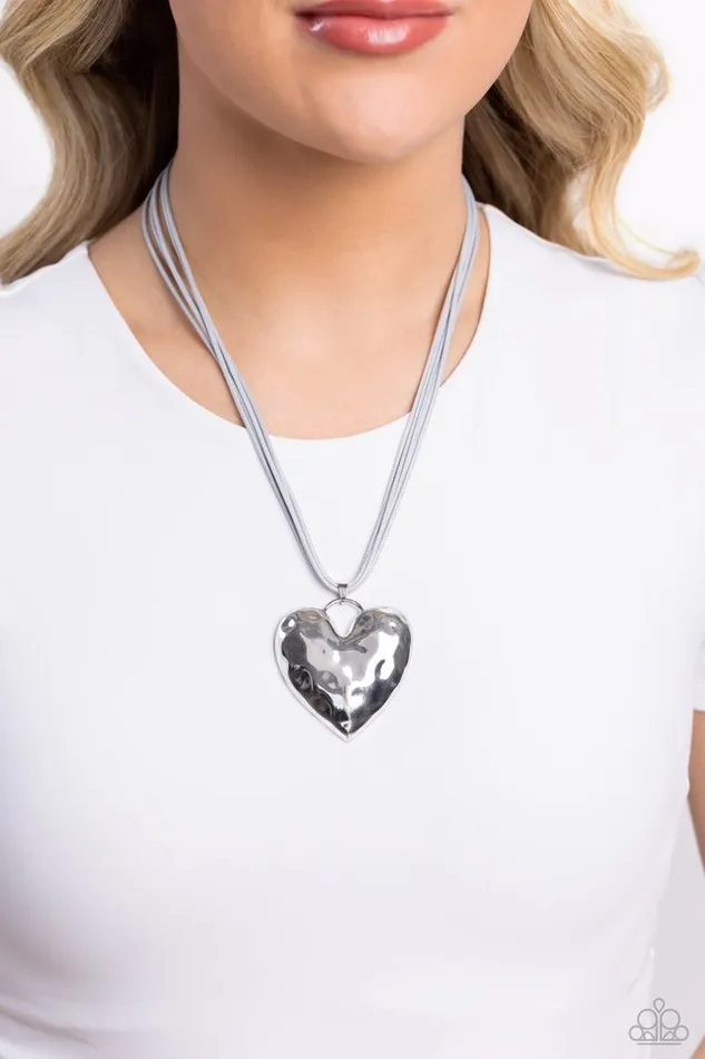 Paparazzi Necklace Confident Courtship Silver Paparazzi Jewelry Necklaces