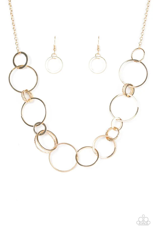 Paparazzi Necklace Follow The RINGLEADER Gold Paparazzi Jewelry Necklaces
