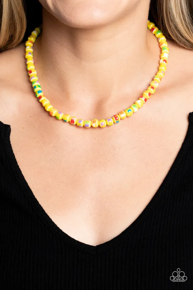 Paparazzi Necklace Gobstopper Glamour Yellow Paparazzi Accessories Necklaces