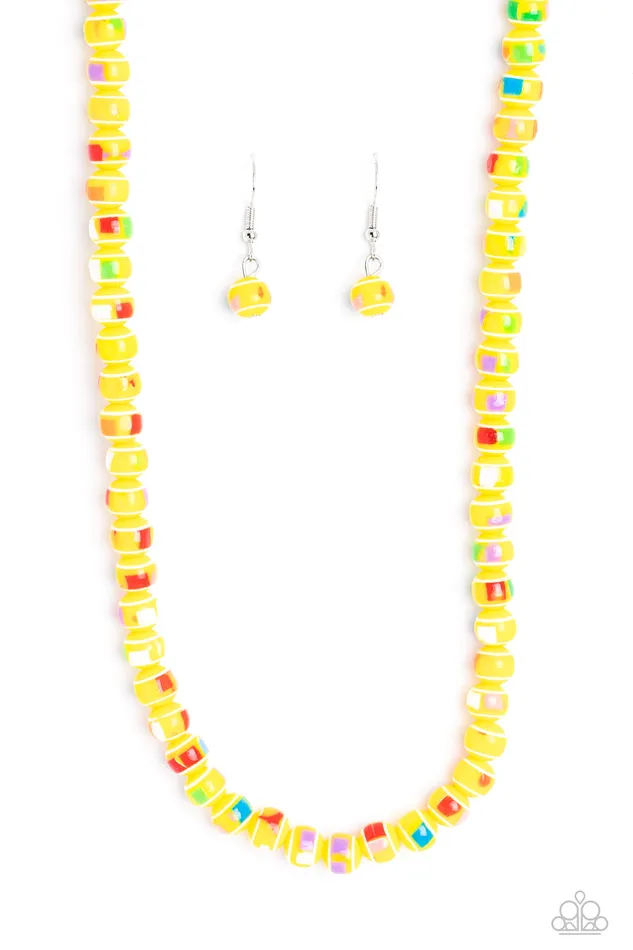 Paparazzi Necklace Gobstopper Glamour Yellow Paparazzi Accessories Necklaces