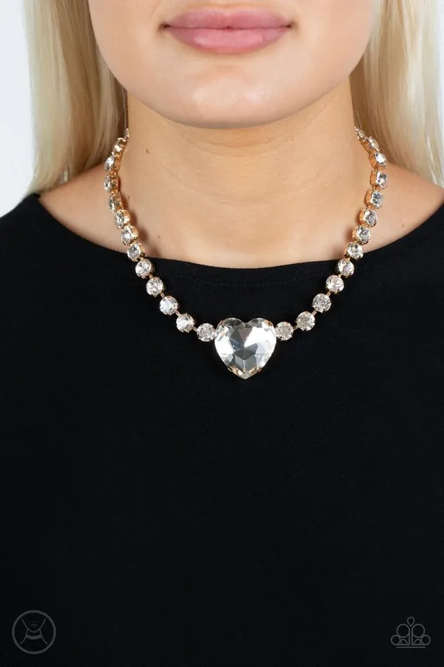 Paparazzi Necklace Heart in My Throat Gold Paparazzi Jewelry Necklaces