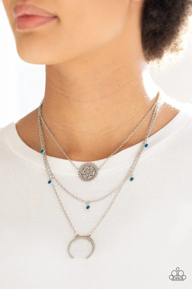 Paparazzi Necklace Lunar Lotus Blue Paparazzi Jewelry Necklaces