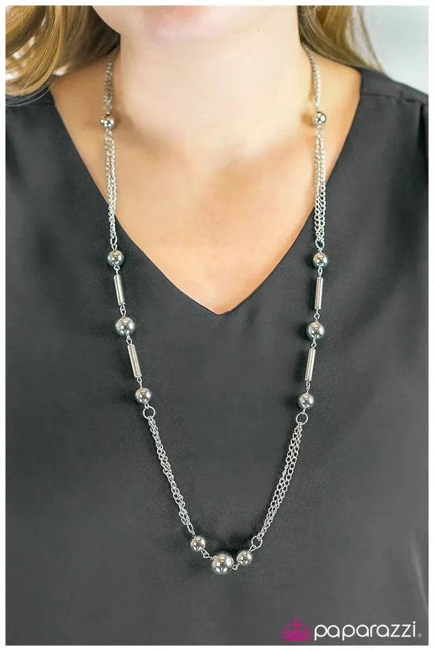 Paparazzi Necklace No Time For Talk Silver Paparazzi Jewelry Necklaces