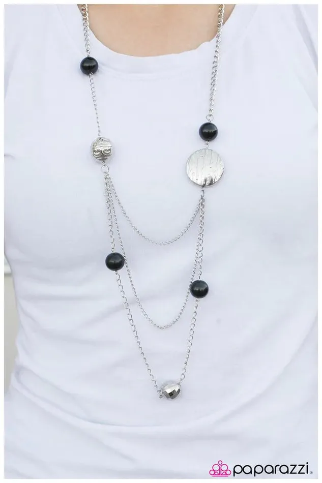 Paparazzi Necklace Ripple of Excitement Black Paparazzi Jewelry Necklaces