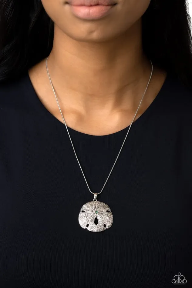 Paparazzi Necklace Seize the Sand Dollar Green Paparazzi Jewelry Necklaces