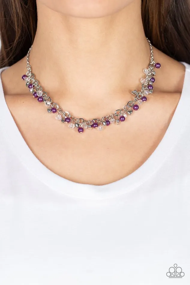 Paparazzi Necklace SoftHearted Shimmer Purple Paparazzi Jewelry Necklaces