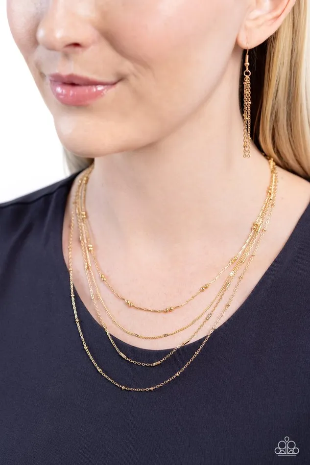 Paparazzi Necklace Studded Shimmer Gold Paparazzi Jewelry Necklaces