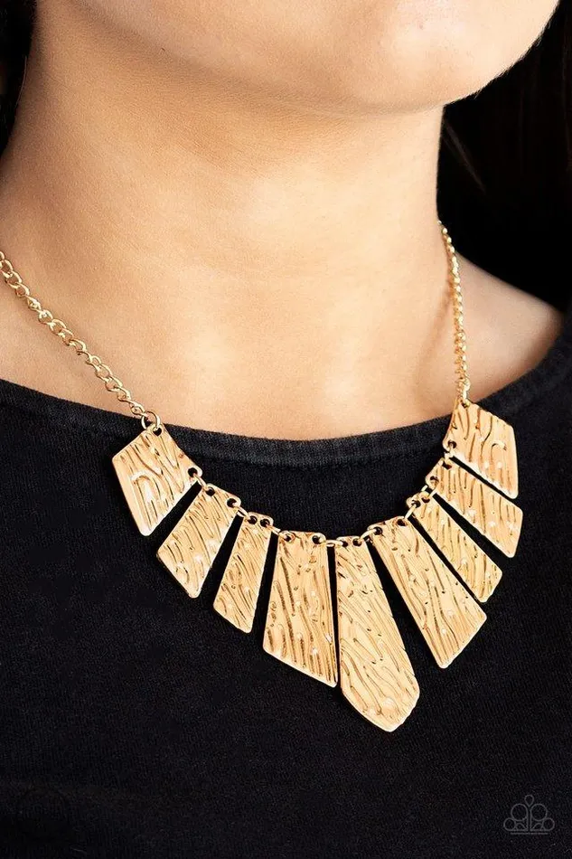 Paparazzi Necklace Texture Tigress Gold Paparazzi Jewelry Necklaces